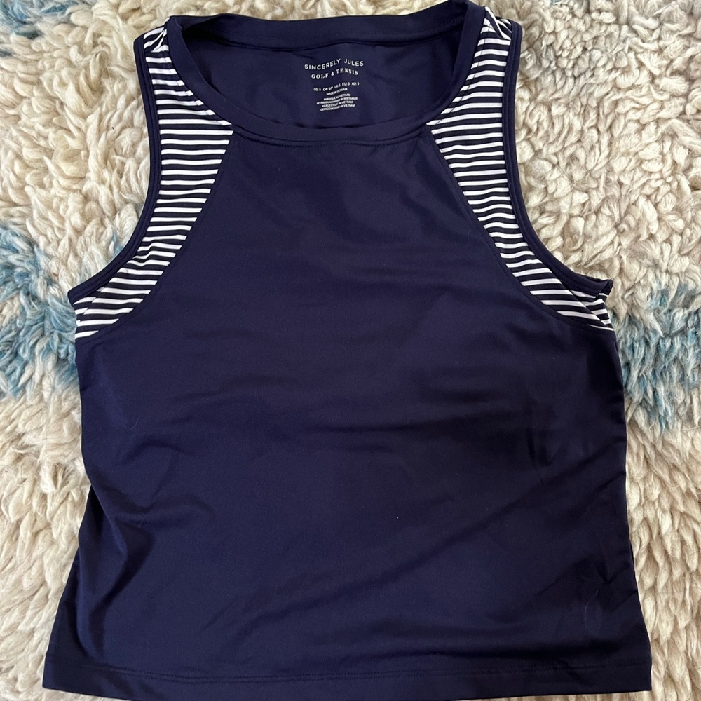Sincerely Jules Golf&Tennis Navy and White Striped Tank Top